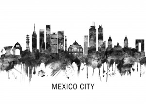 Mexico City Mexico Skyline BW